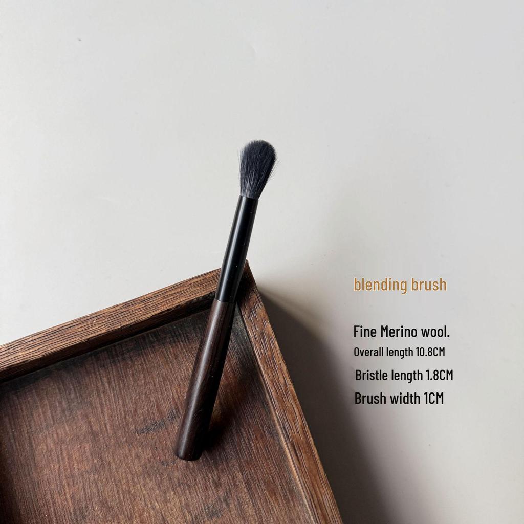 Set Mini Portabil Pensule Machiaj Ebonit: Pensule pentru pudră de lână, contur, stippling și fard de ochi