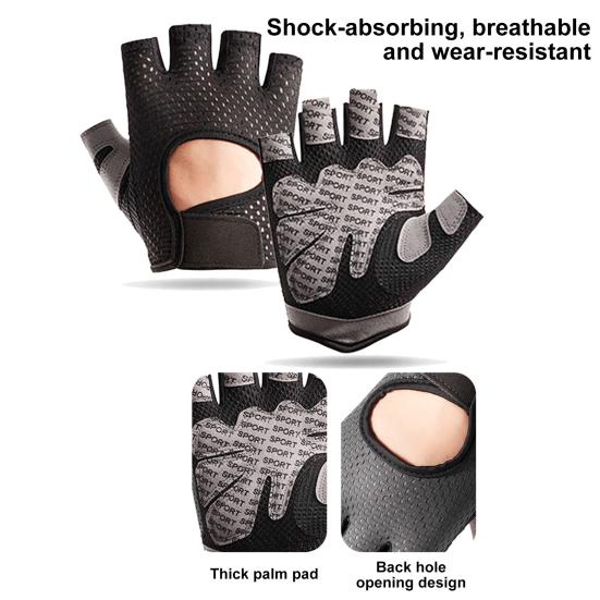 1 para rękawic sportowych z siateczki antypoślizgowej, świetnej, półpalcowej, unisex, puste, odporne na ścieranie, pełne