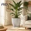 Drainage System Garden Pot Grey Flowerpot with Saucer, Modern Planter Lightweight Flower for Patio Holes, Plant Indoor Outdoor Use Weatherproof