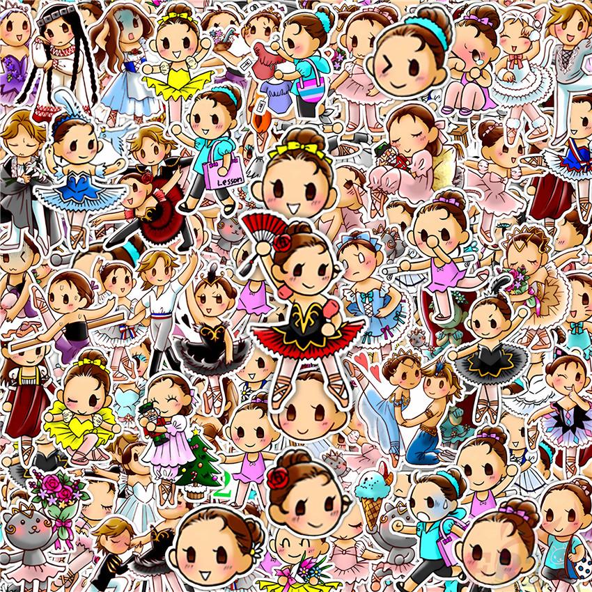 100Pcs/Set Ballet Girl Mini Diary Manual Stickers DIY Scrapbooks Album Decor Decals Stickers