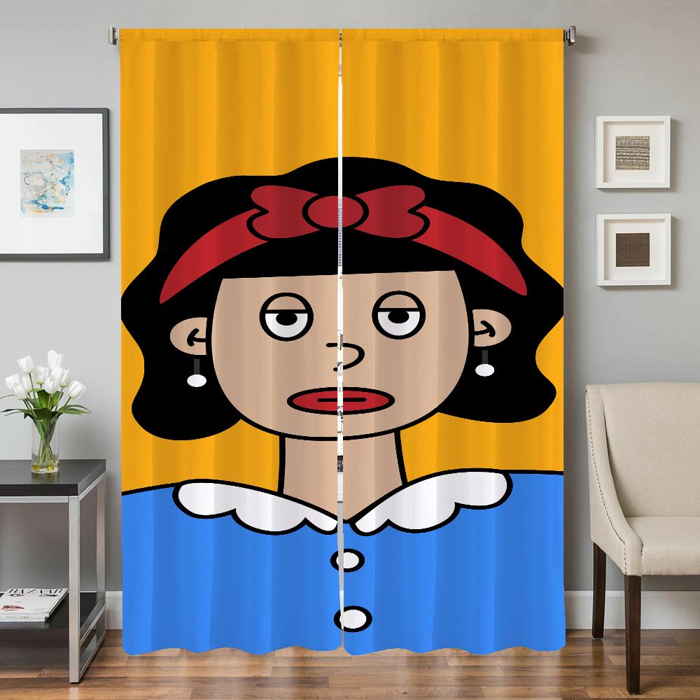 Window Kitchen Curtains for Living Room 2 Pieces Blackout Curtains Door Curtain Homemade Girl Bedroom Decoration Partition Shade