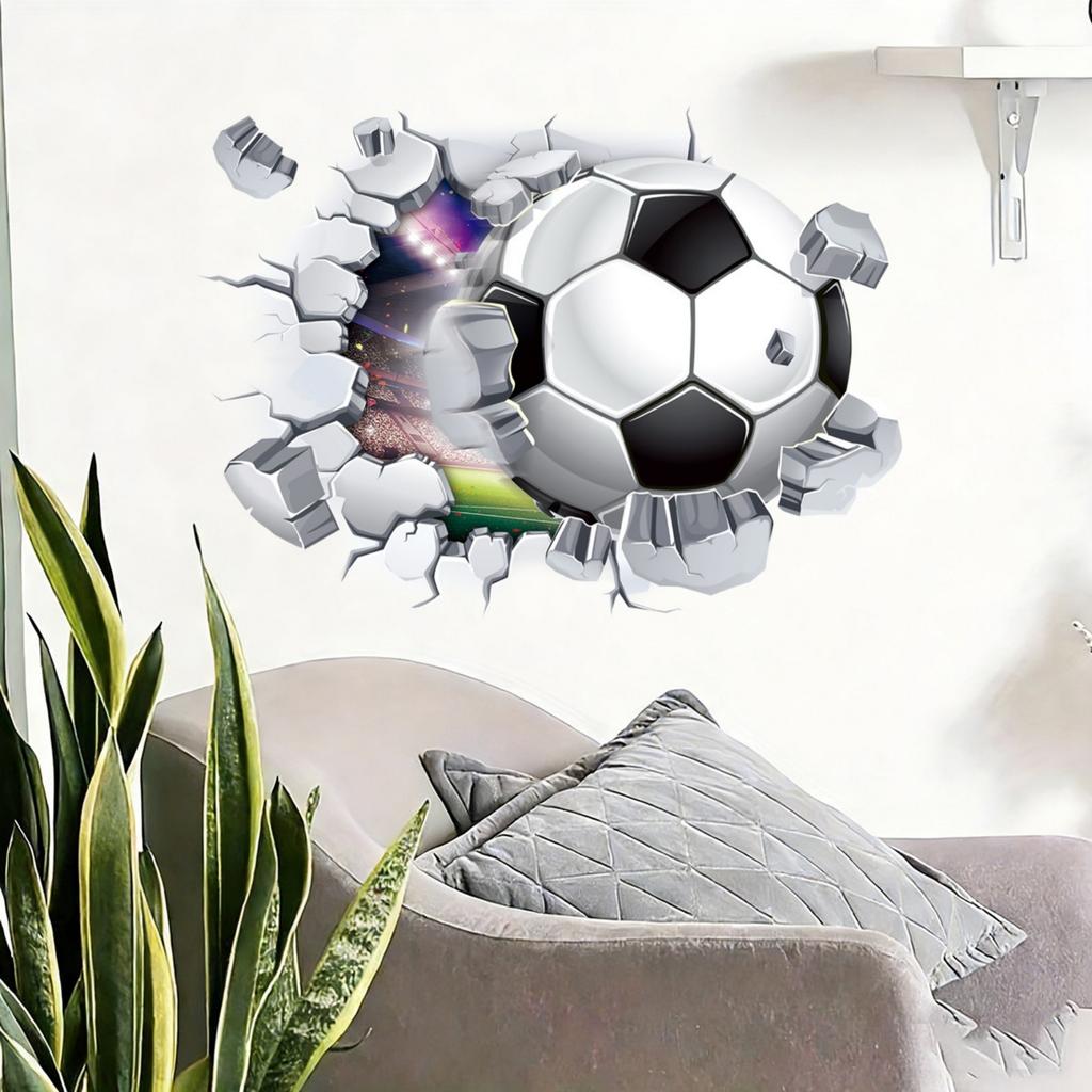 3D Football Wall Stickers,Football Wall Decals For Boys Room,Soccer Football Wall Art Decal For Boys Bedroom Soccer Room Decoration