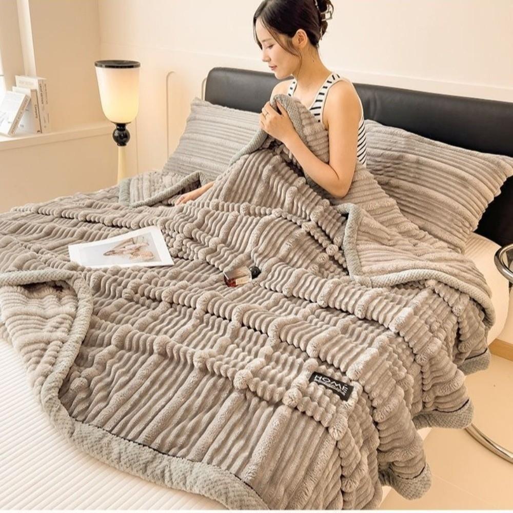 Striped Warm Blankets Soft Sofa Blankets High Quality Quilt  Autumn Winter