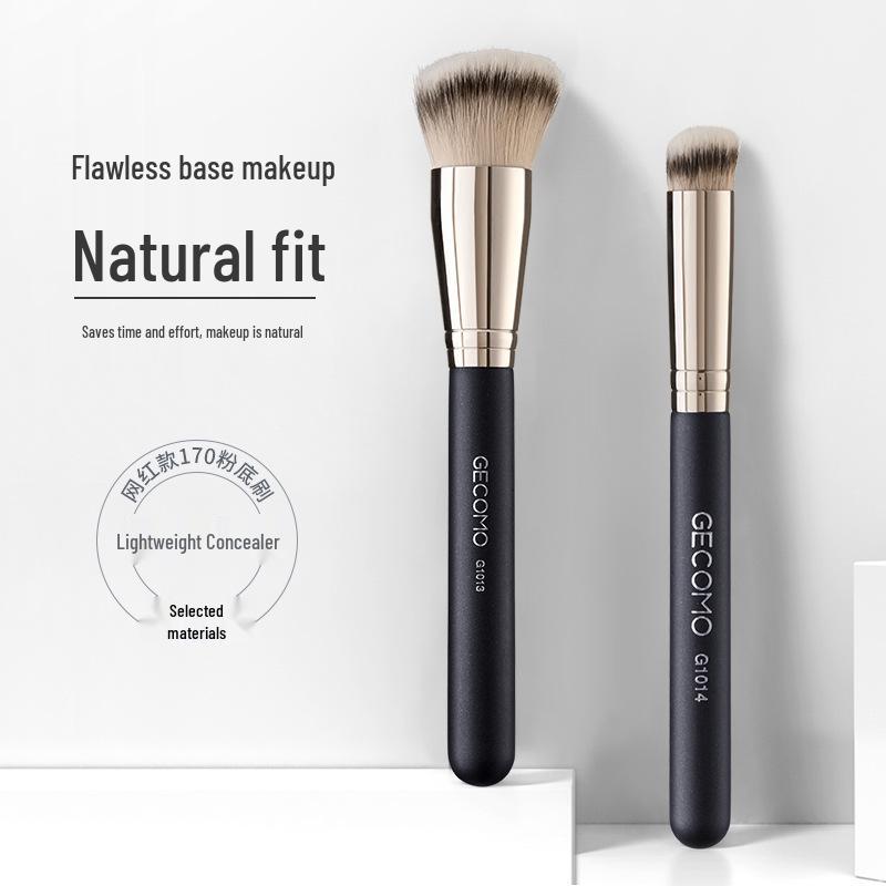 Gemon Štětce na líčení ve stylu celebrit: 170 štětec na make-up a 270 štětec na korektor - Kulaté, měkké štětiny pro aplikaci bez šmouh.
