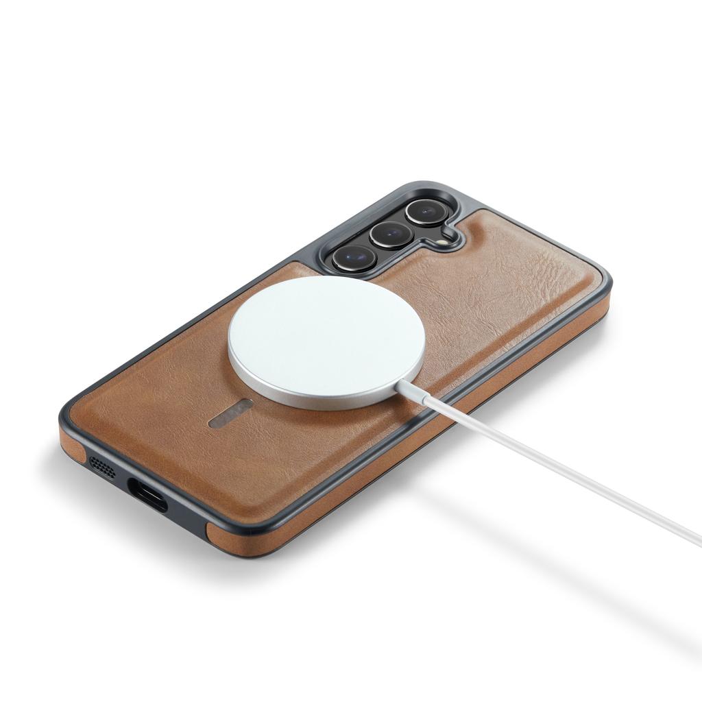 For Samsung Galaxy S24+ Magnetic Case PC+TPU+PU Leather Phone Cover