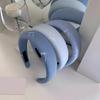 Yousheng Süßer Stil Stirnband Blaue Stickerei Verdickte Schwammpolsterung Schleifenmuster Haarreif mit Glatten Kanten Gesichtsformendes Haaraccessoire