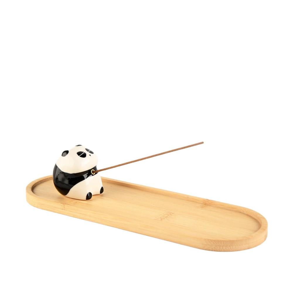 Ceramic Panda Incense Holder - Chinese Style Indoor Burner for Tea Ceremony and Home Decor
