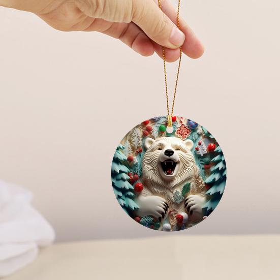 Christmas Pendant Santa Claus Elk Snowman Charm 2D Christmas Hanging Ornament with Lanyard Design Elk Window Decor