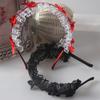Women Mesh Ruffles Lace Headdress Lovely Ribbon Bowknot Headband Maid Anime Cosplay Gothic Novelty Hair Hoop Props