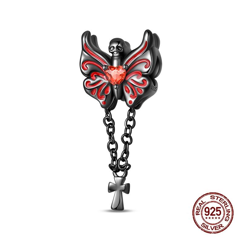 2025 Halloween Party Charms 925 Sterlingsølv Selvlysende Gresskar Spøkelse Flaggermus Perle Hengende Armbånd Halskjede DIY Smykker Festgave