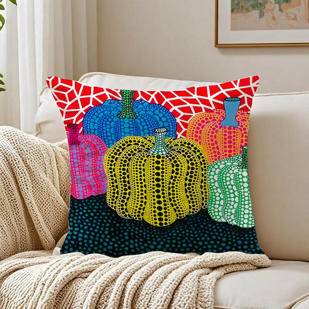 Yayoi Kusama Abstract Art Pumpkin Cushion Cover Linen Pillowcase Soft  for Sofa Bed Home Room Decor