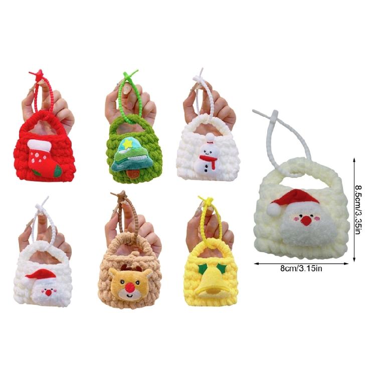 Christmas Plush Keychain Wallet Space Knit Earphone Bag Pendant Practical Holiday Accessory