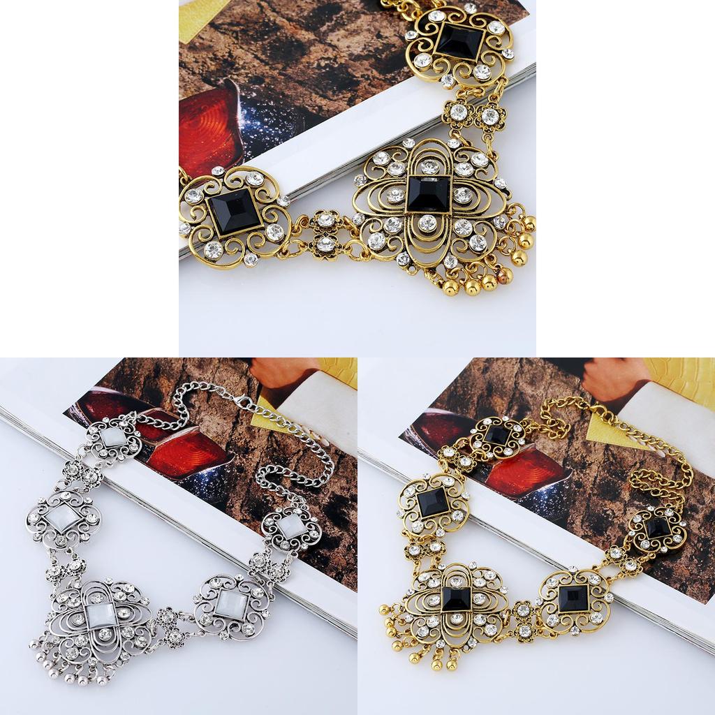Vintage European Alloy Geometric Necklace With Rhinestone Embellishments For Unisex Gift Occasions