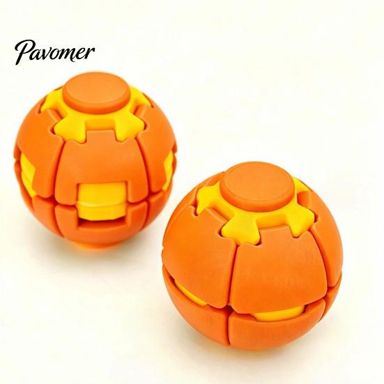 Sensory Decompression Tool 3D Printed Press Ball Toy, Stress Anxiety Relief Fidget Spinner for Kids Toy Adults, Push And Spin Desk Home Office