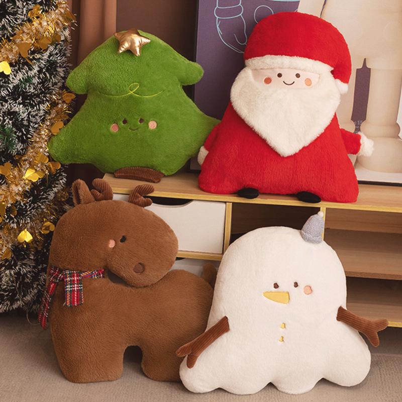 Santa Claus and Snowman Plush Pillow Toy - Cute Reindeer Doll Gift for Boys and Girls