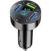 USB Car Charger Quick Charge 3.0, 66W Fast Charger Adapter for Cigarette Lighter 4-Port USB PD, LED Cigarette Lighter for Mobile Phone Laptop Pixels