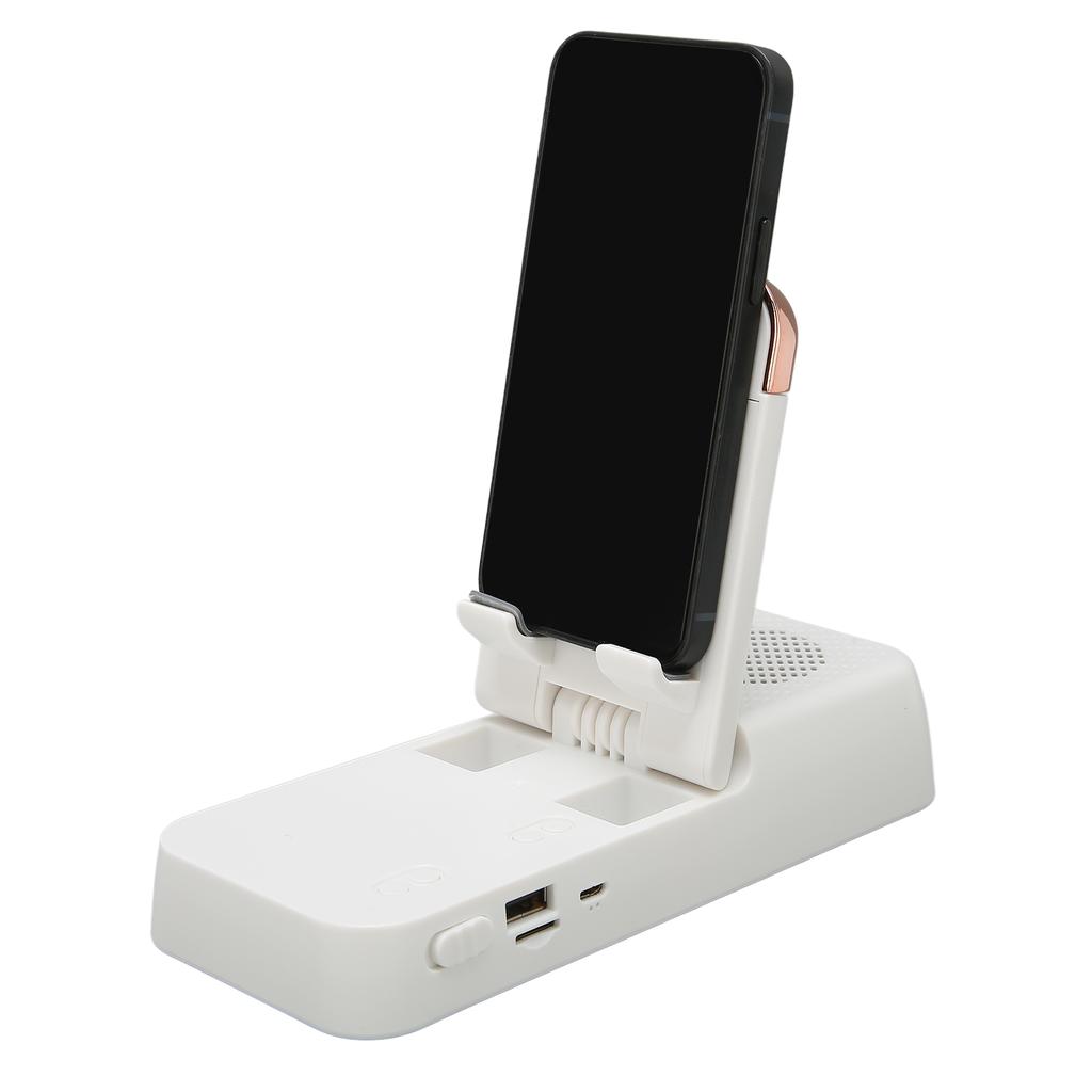 Cell Phone Stand with Bluetooth Speaker HD Surround Sound Adjustable Phone Holder with Speaker White