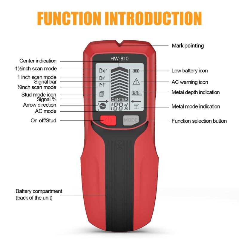 Versatilitys Handheld Wall Scanner for Detecting Metal Wire Wood and Studs with Adjustable Depth Setting Detection Tool
