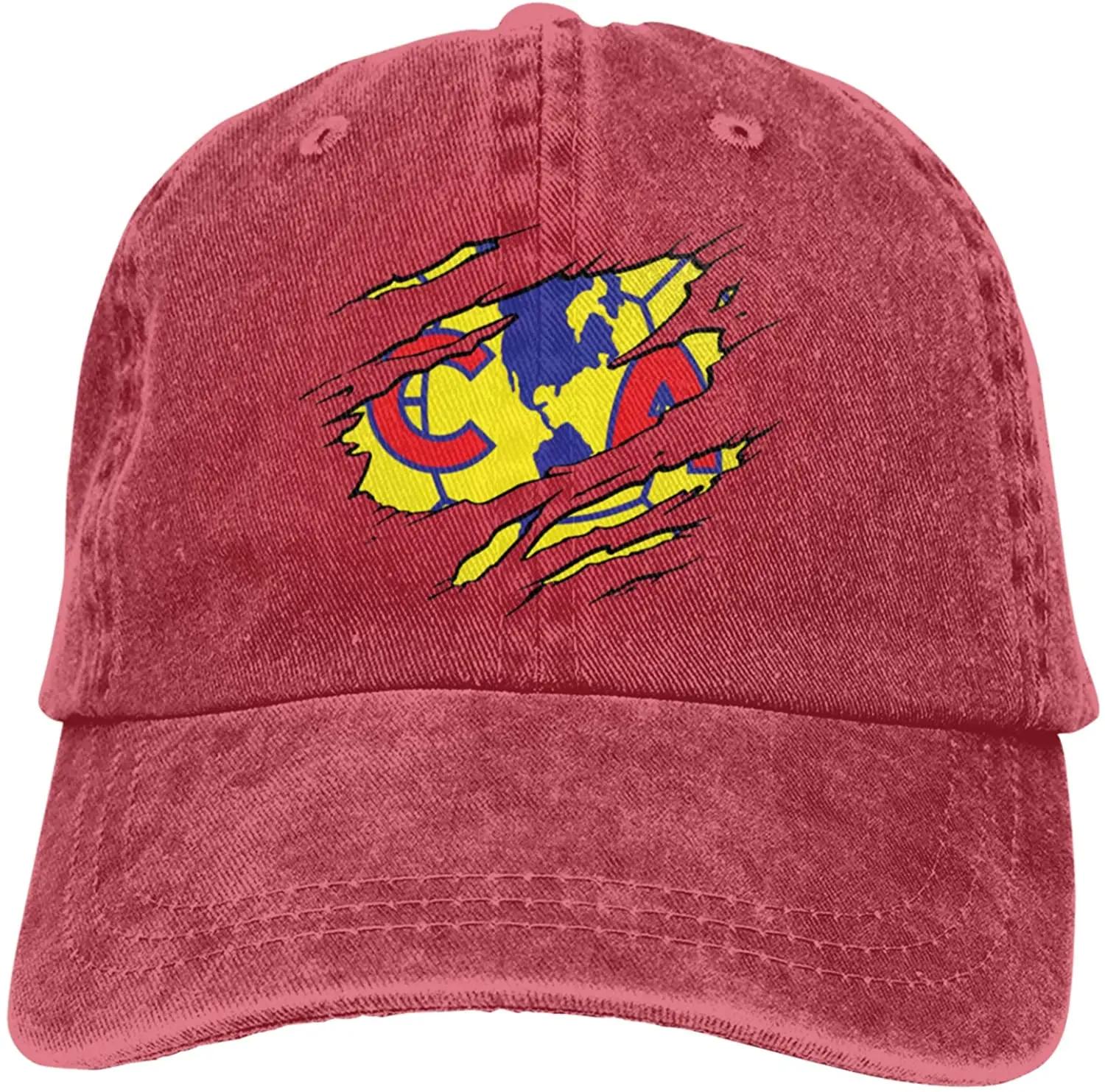 

Denim Cap Torn Club America Logo Baseball Dad Cap Classic Adjustable Casual Sports for Unisex Women Hats One Size