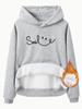 European Size Women's Fleece-Lined Hooded Sweatshirt with Smiling Print - Long Sleeve Kangaroo Pocket (Autumn/Winter)