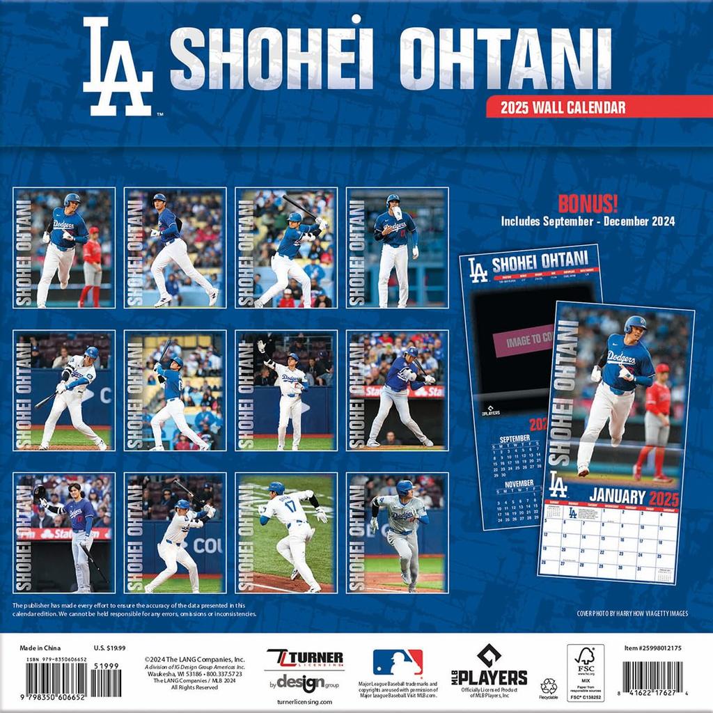 Shohei Ohtani 2025 Wall Calendar X 30 28 Major League Baseball Tri-X (Imported) (60 Cm, Pages) Baseball,