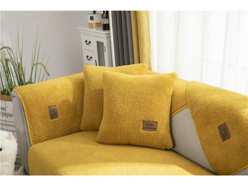 Winter Solid Color Lambswool Sofa Cushion – Thick, Non-slip, Modern Minimalist Seat Cover