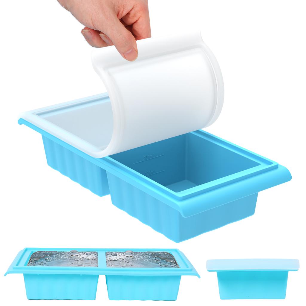 1Pc 2/4 Grids Silicone Freezer Tray Reusable Soup Ice Cube Trays with Lids Leak Proof Food Storage Boxes for Kitchen Accessories