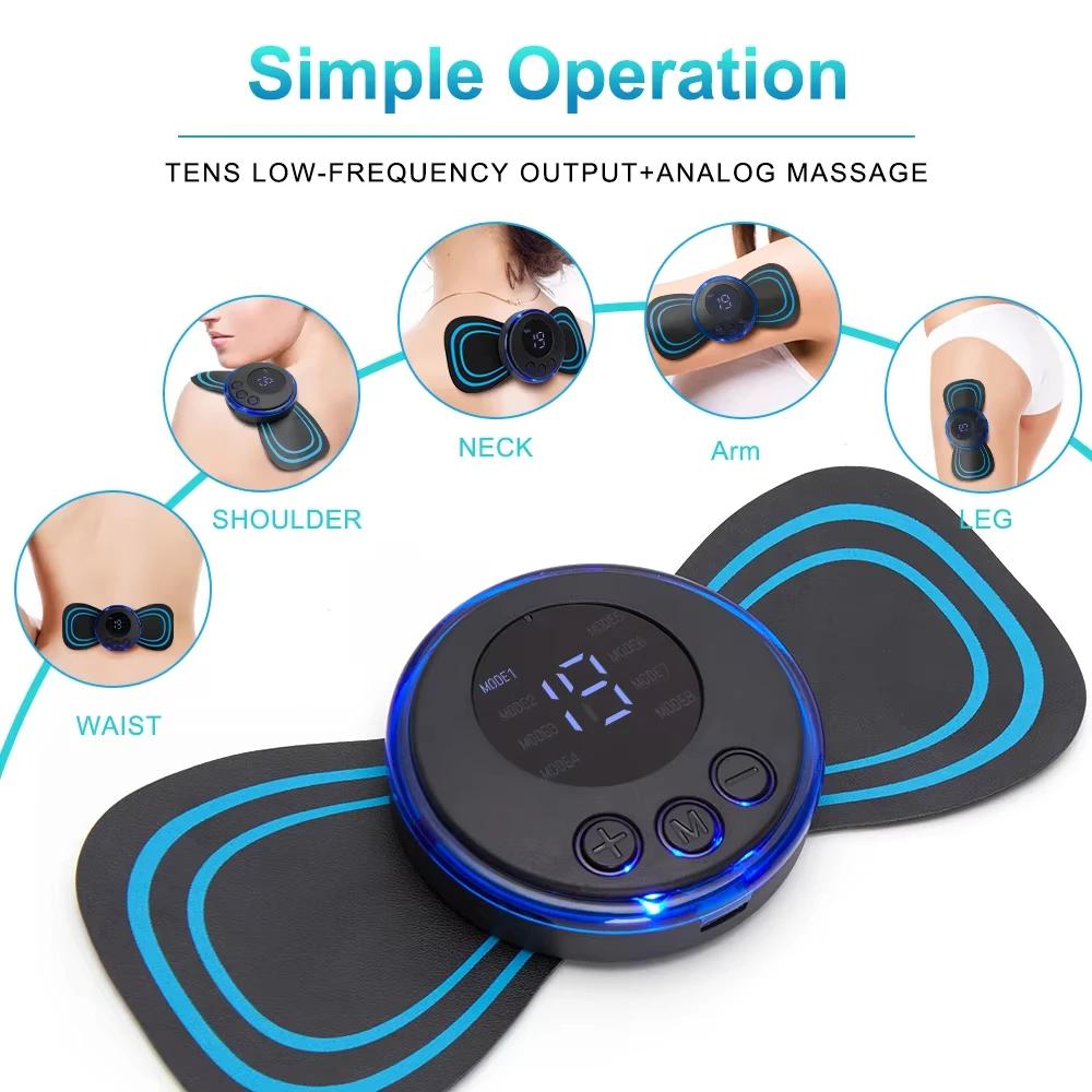 EMS Neck Massage Electric Massager Cervical Neck Back Patch 8 Mode Pulse Muscle Stimulator Portable Relief Pain