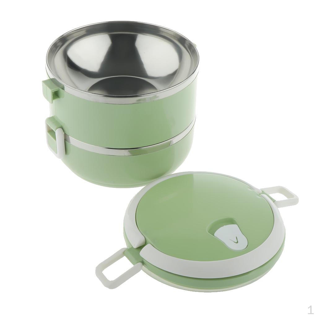 

, ящик для хранения из нержавеющей стали, изолированный контейнер для обеда с 2 ярусами для Green