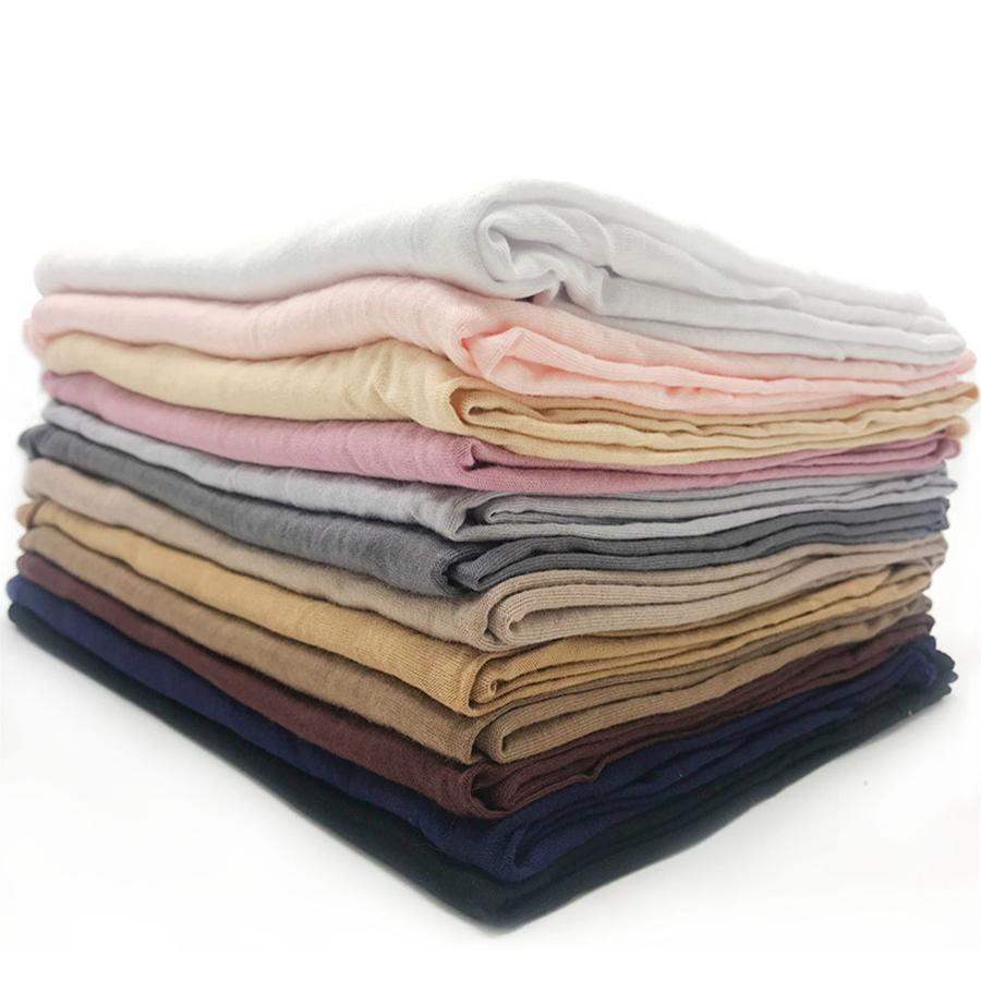 Jersey Hijab Scarf Women Winter Warm Plain Solid Elasticity Cotton Shawls And Wraps Large Size Headband Muslim Hijab Scarves
