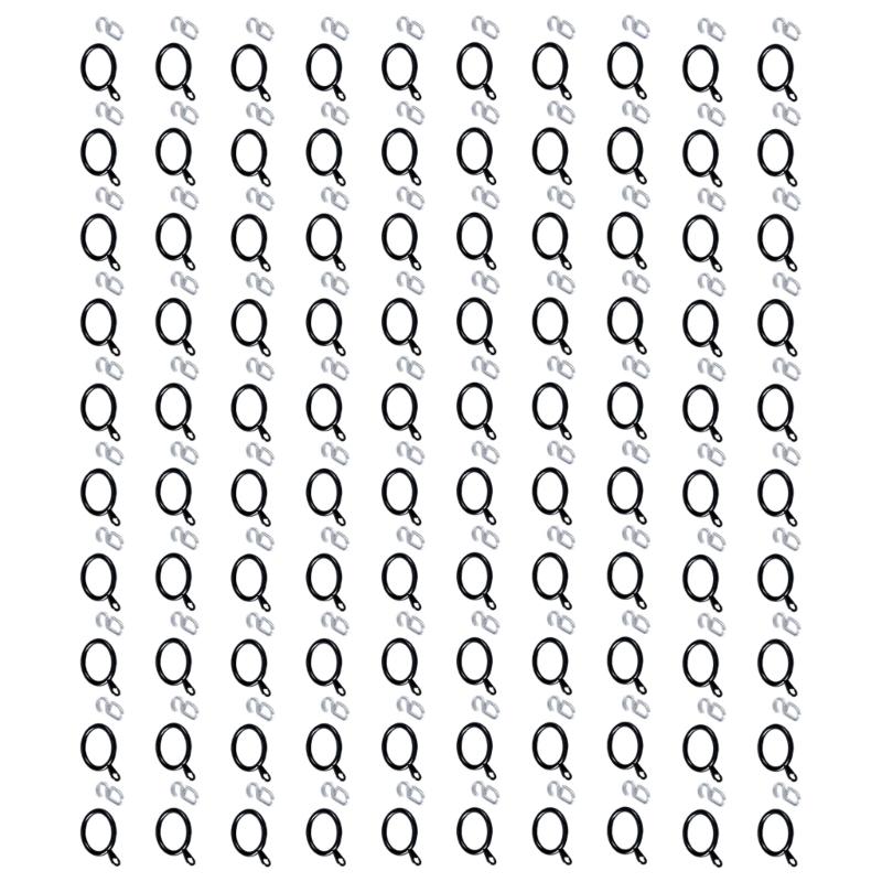 Pack Of 100 Curtain Rings with Clip 30mm Inner Diameter Plastic Hooks For Poles And Rod Drapery And Shower Hanging