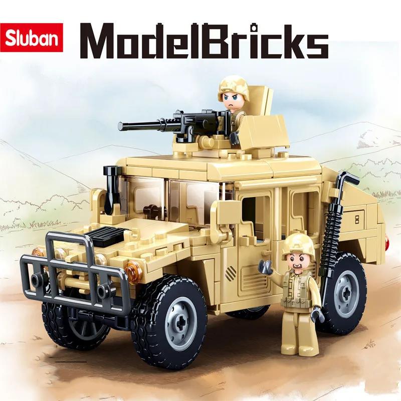 Professional Fishing Boys 265Pcs Ww2 Military Swat H2 Assault Vehicle Car Building Blocks Army Soldier Armor Car Model Bricks Diy Toys Gifts For Kids
