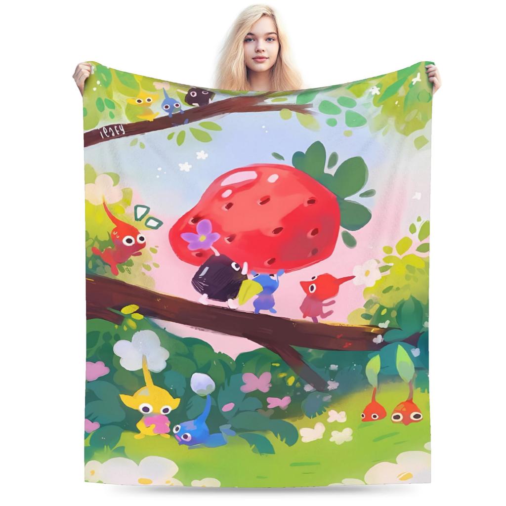 Pikmin Game Blanket Quality Super Warm  Throw Blanket Winter Kids Adult Living Room Fluffy Bedspread