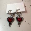 Gothic Vintage Y2K Punk Stone Moonlight Bowknot Moon Heart Wings Cross Pendant Earrings Egirl Grunge EMO Scene 2000s Accessories