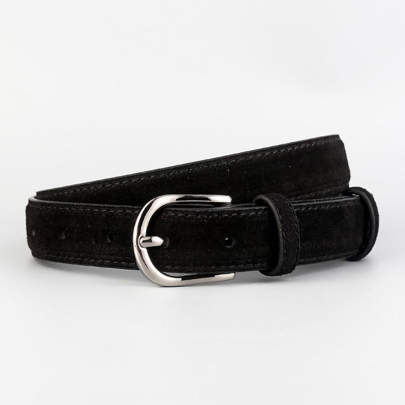 Womens Genuine Leather Waist Belt With Classic Pin Buckle For Jeans And Trousers Black
