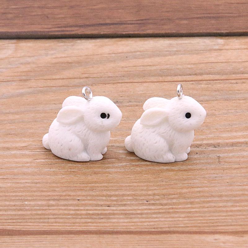 6-Color DIY Resin Rabbit Pendant Charm for Necklace, Bracelet, Bag Ornament (21x21mm)