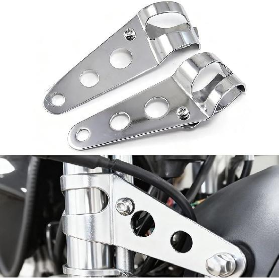 Anki HappiGo ANKIA Universal 33mm-43mm Metal Motorcycle Modified Headlight Mount Brackets Clamp Fork Ear for Motorcycle Chopper Cafe Racer (Black)