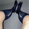 Men's Summer Nylon Glossy Black Formal Socks - Mid-Calf, Lightweight, Reflective Finish
