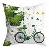 St. Patrick's Day Peach Skin Velvet Pillowcase, Green Four-leaf Clover Printed Sofa Pillow Cushion