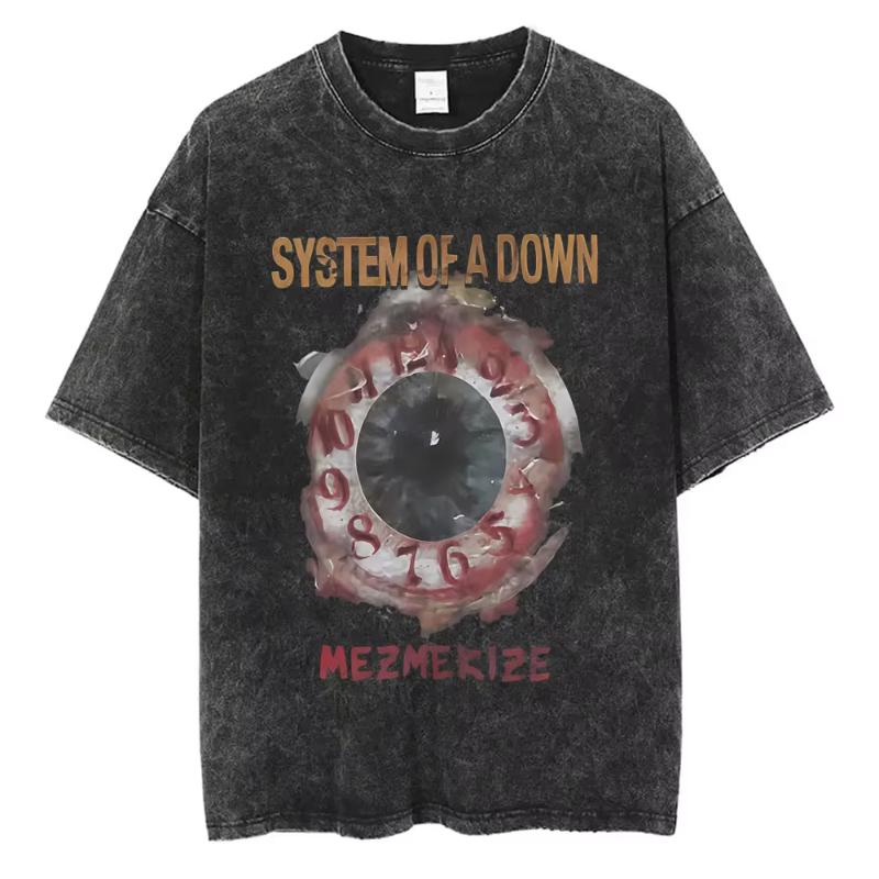 System of A Down Toxicity Album Graphic Washed Tshirt Unisex Women Rock Oversized T Shirts Unisex Vintage Alternative Metal Tshirts