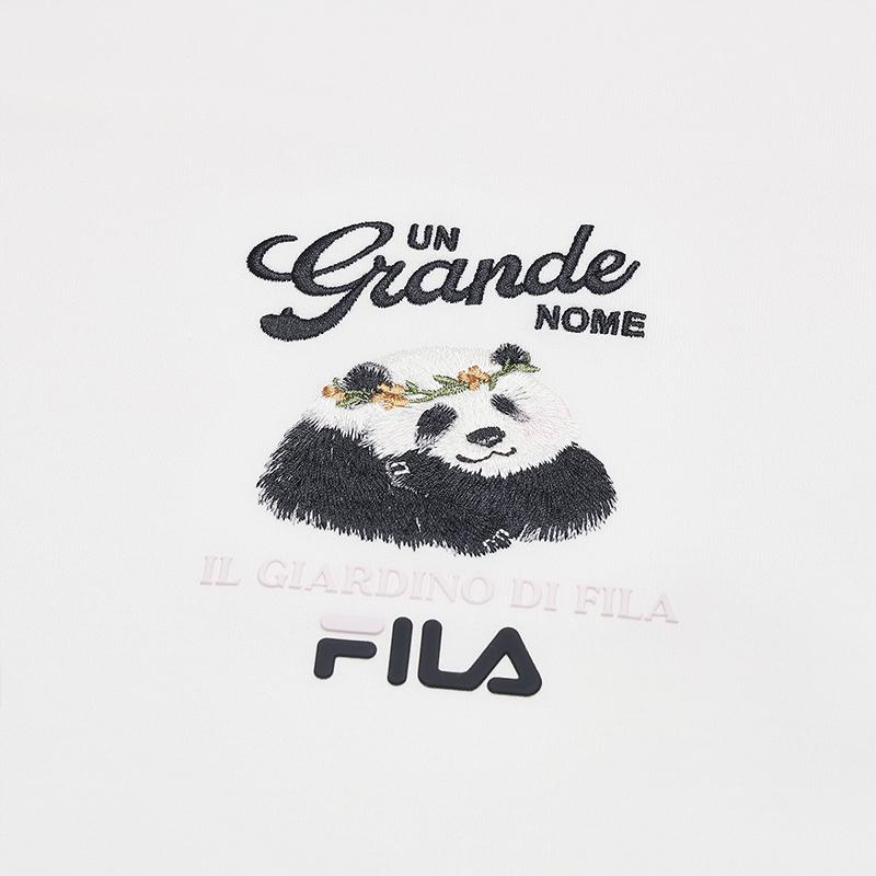 Fila Heritage Cute Panda Embroidery Fashion Simple Casual Versatile Comfortable Knit Pullover Round Neck Sweatshirt Women Sweatshirt F11W538202F-WT