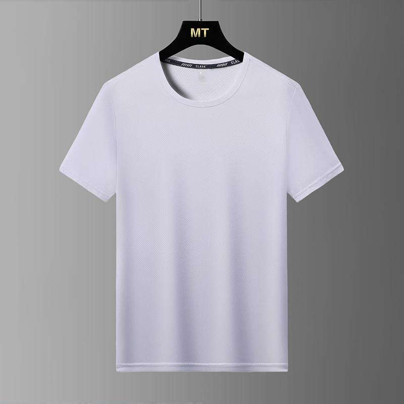 Men's Half Sleeve Fashion Round Neck Ice Silk T-Shirt Sports Casual Top Men's Lightweight Breathable Fitness Large Size Short Sleeve