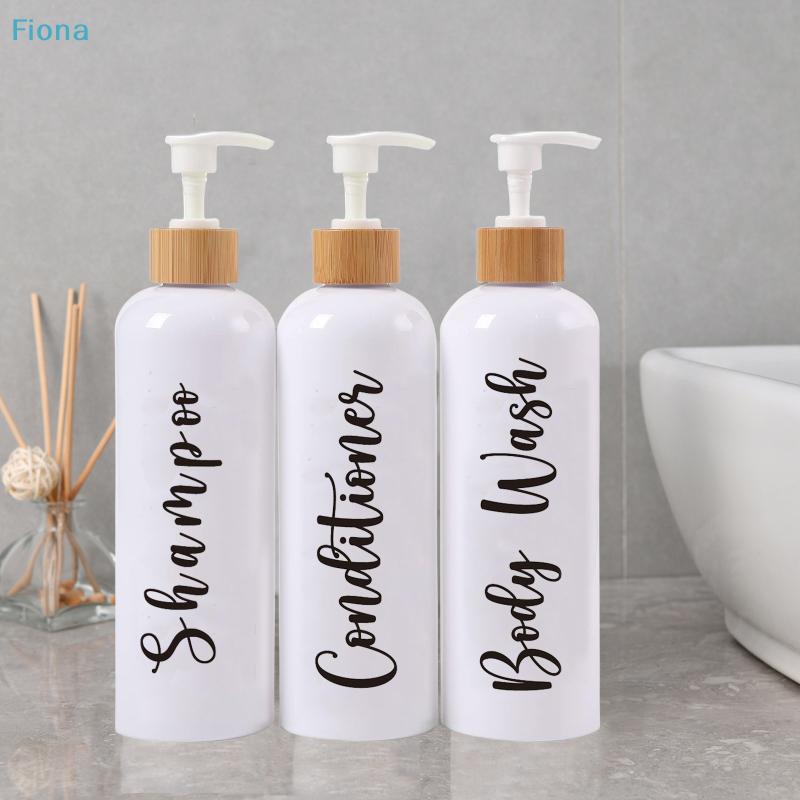3Pcs Refillable Shampoo Conditioner Body Wash Pump Bottles,Bamboo Lid Plastic Shower Dispenser Set for Bathroom