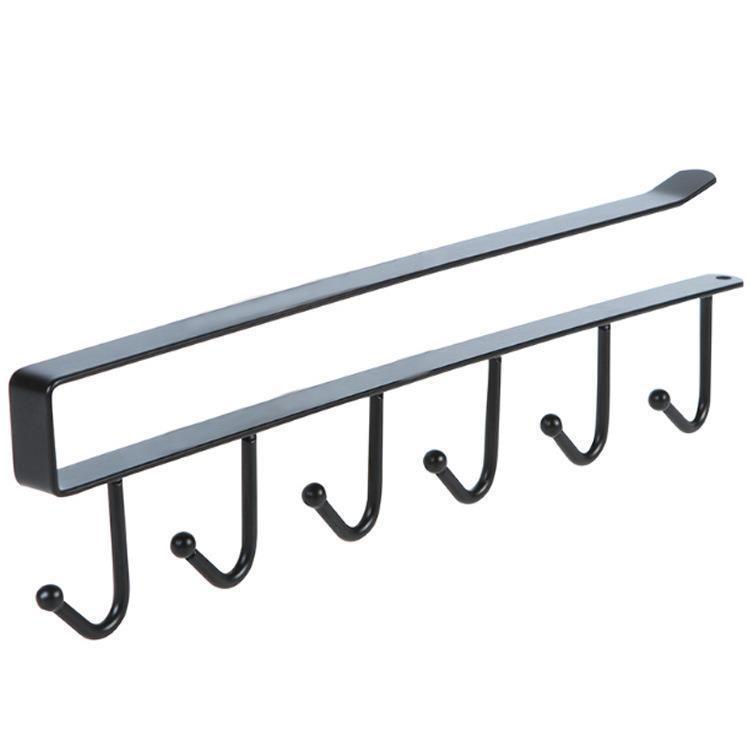 Iron Cabinet Storage Rack with 6 Multifunctional Nail-Free Hooks