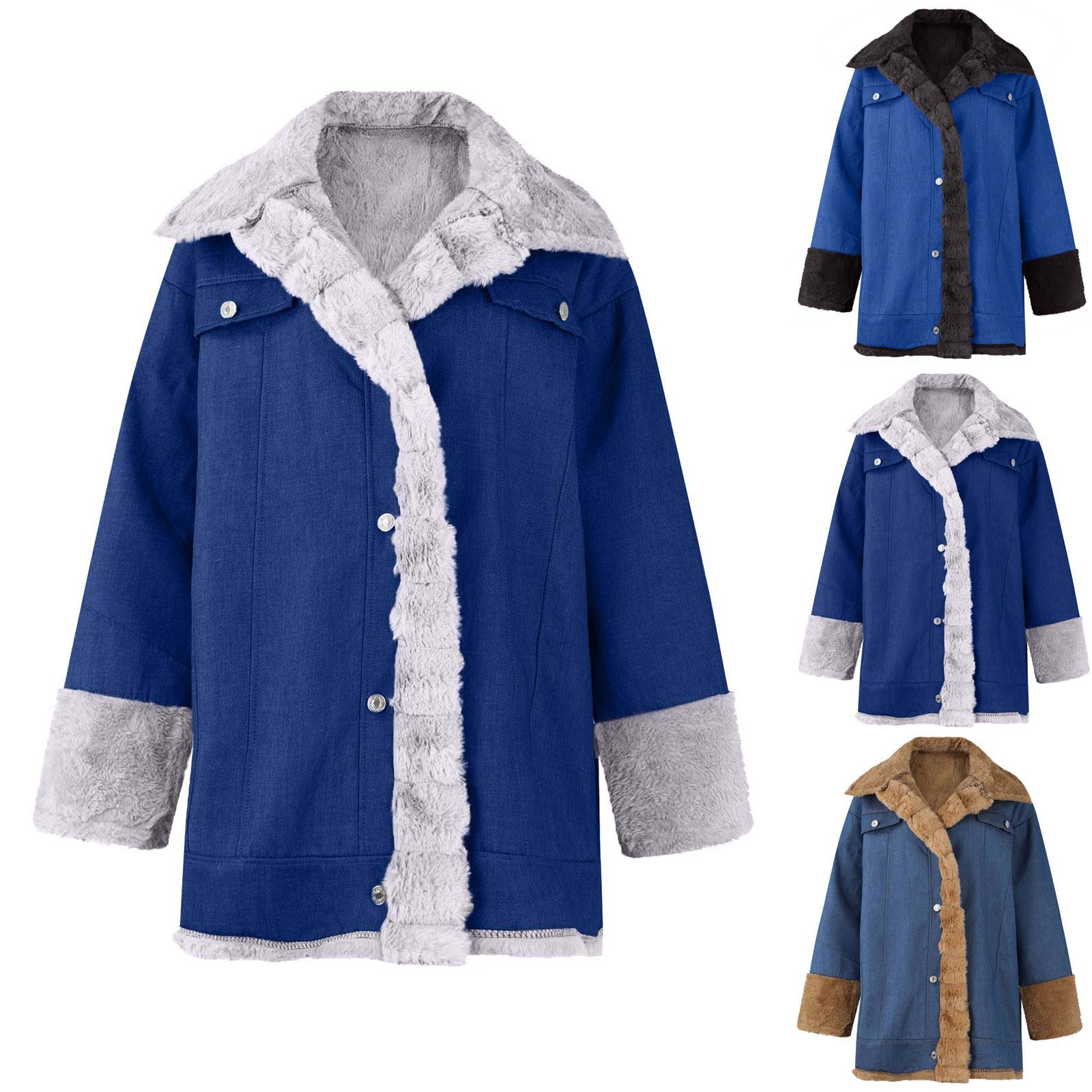 

Женское повседневное однотонное джинсовое пальто с карманами и длинными рукавами