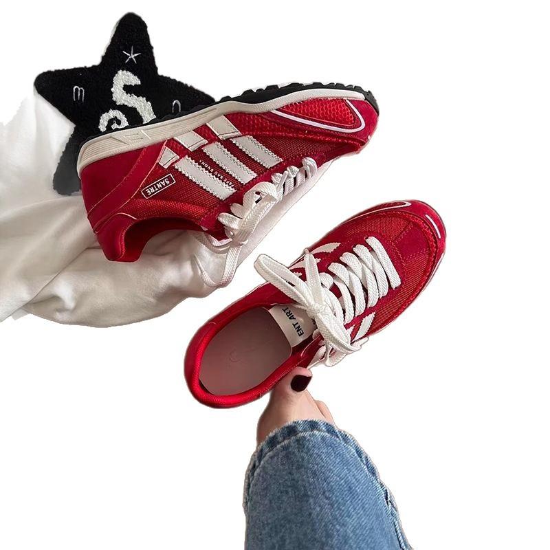 Thick-soled Red German Training Shoes Women's Summer New Versatile Mesh Casual Sports Shoes Dad Shoes Forrest Gump Shoes
