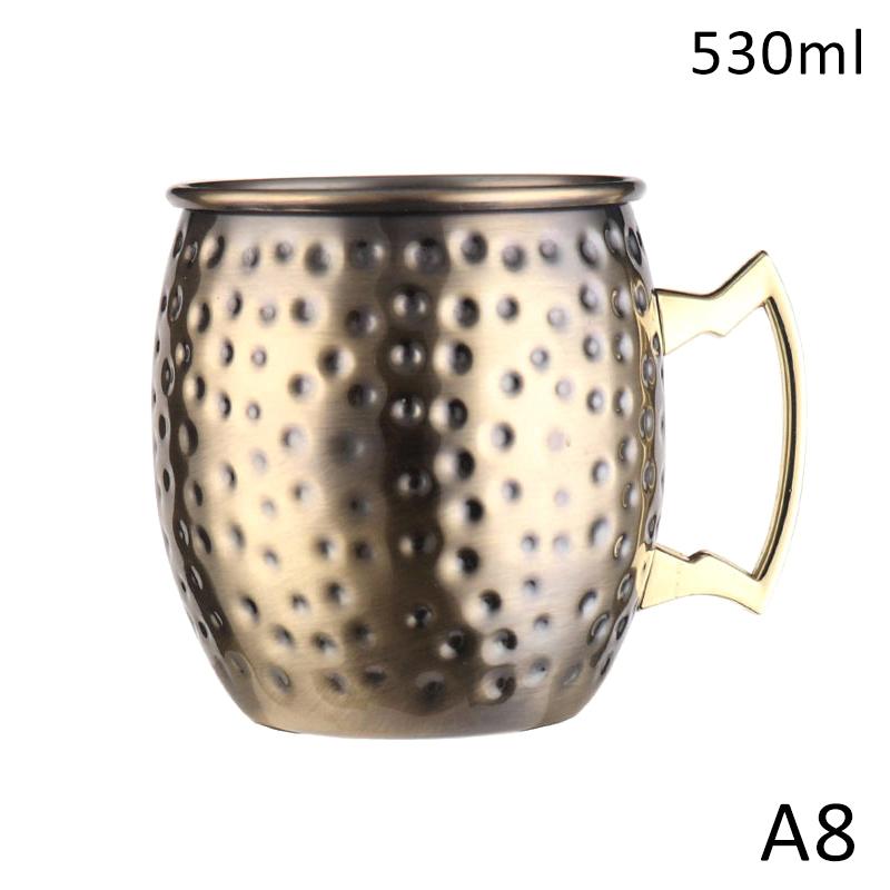 530ml Edelstahl Moscow Mule Becher Cocktail Weinglas Gehämmert Kupferfarben Bierkrüge Kaffeetasse Milchbecher Barbecher Trinkgeschirr Langlebig