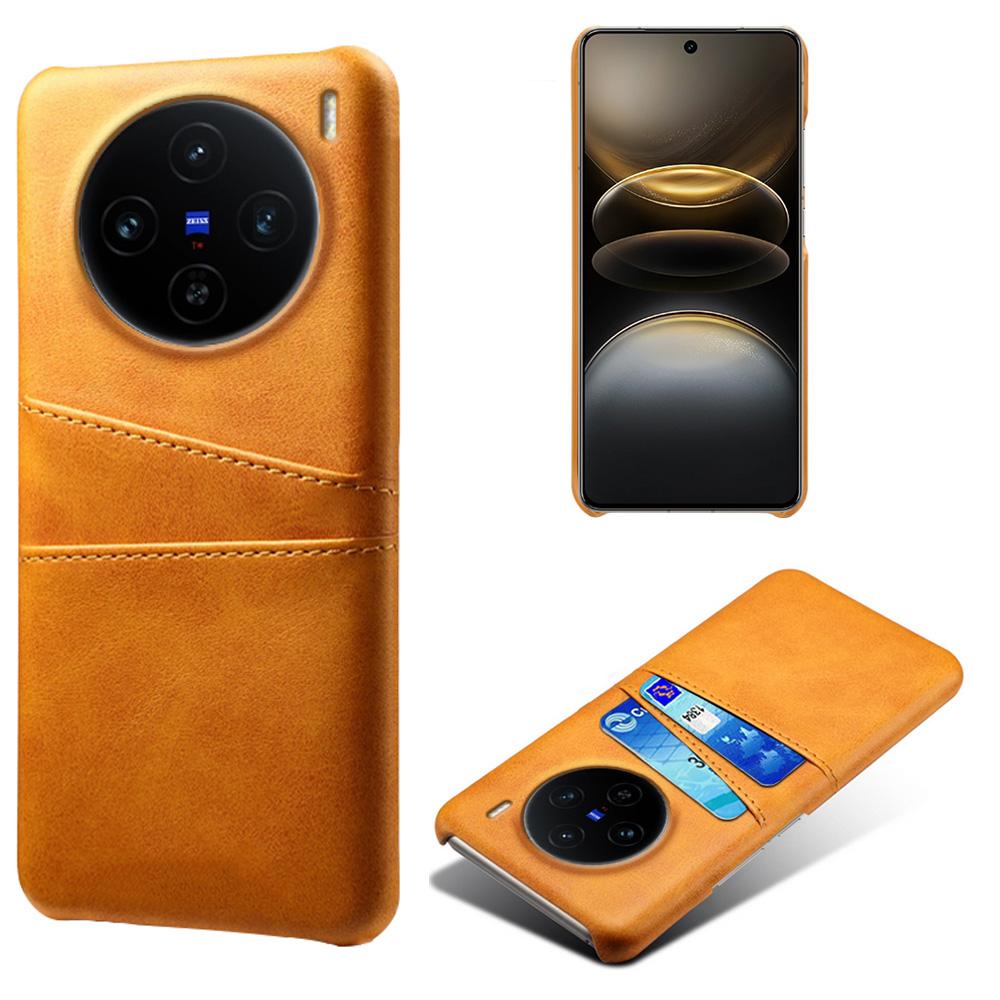 

For vivo X100 5G Case Dual Card Slots PU Leather + Hard PC Phone Cover A
