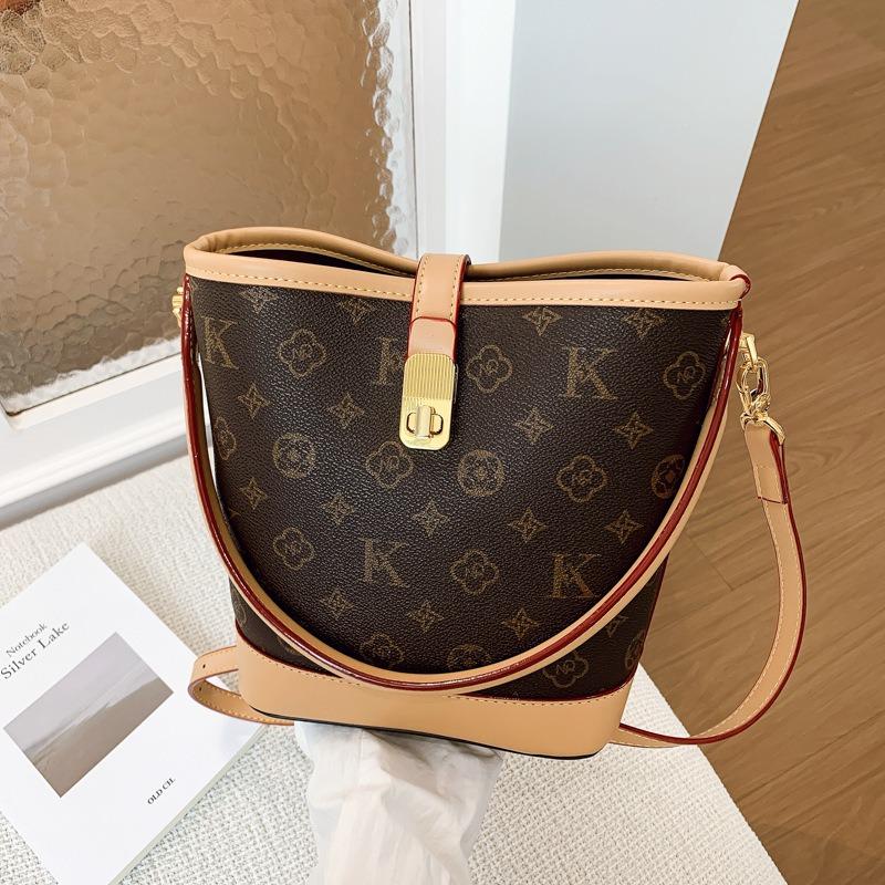 Retro Old Flower Portable Small Bag Women's New High-end Texture Bucket Bag Versatile Shoulder Messenger Bag