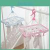 Foldable Plastic Clothes Drying Rack With 20 Clips Portable Pink Rectangular
